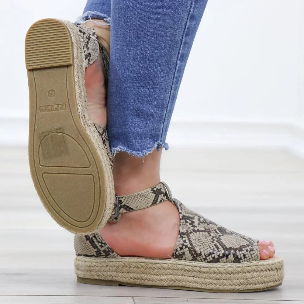 Stylish Brown and Cream Espadrille Shoes with Platform - Picture 8 of 16